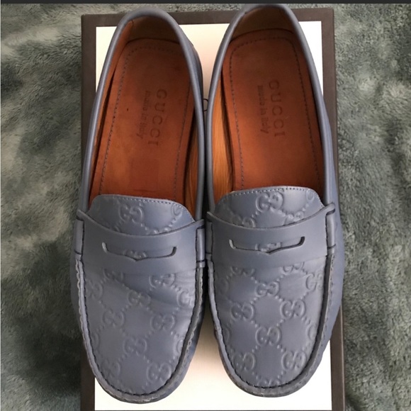 💃🎉HOST PICK🎉💃✨GUCCI✨AUTHENTIC LIGHT SATURATED BLUE DRIVING SHOES - Picture 1 of 9